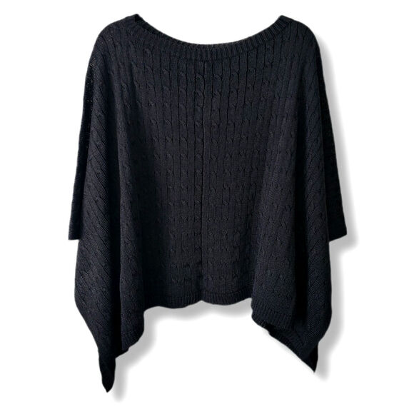 Ralph Lauren Black Label Cable Knit Poncho Sweater S Preppy Luxury Minimal NEW - Picture 6 of 10